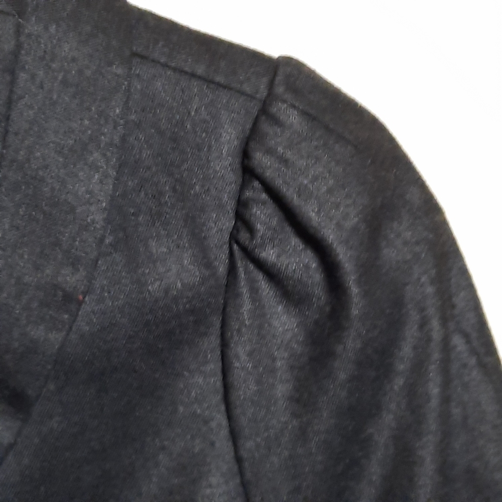 REBECCA TAYLOR Wool Crop Blazer Eyelet Peplum Detail Puff Shoulder Grey Gray XS - Picture 5 of 11